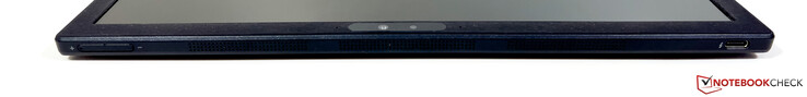 左边：音量，USB-C 4.0 w/Thunderbolt 4 (40 Gb/s, DisplayPort ALT mode 1.4, Power Delivery)