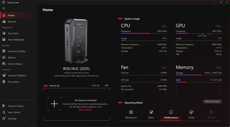 华硕 ROG NUC 15 - Armory Crate
