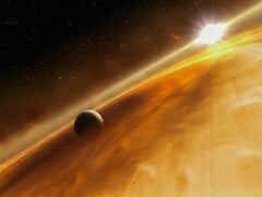 一幅描绘恒星和行星的艺术插图。