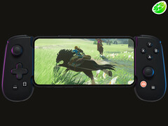 开发者建议切换到另一款名为 &quot;伊甸园 &quot;的任天堂 Switch 模拟器。图：正在模拟 Switch 游戏的手机（图片来源：Backbone、任天堂和 Sudachi - 已编辑） 