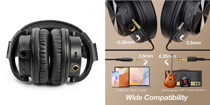 OneOdio Fusion A70 Gen 2 耳机可通过无线或有线方式连接至音频源。