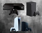 图为 Xbox One、Xbox X 系列、PS4 和 PS5 游戏机（图片来源：微软游戏，索尼 PlayStation 有编辑）