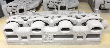 使用 voxeljet 技术制作的 3D 打印砂芯（图片来源：Loramendi）