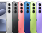 Infinix Hot 60i 有光滑黑、钛银、阴影蓝、霓虹红、草甸绿和魅眼紫五种配色（图片来源：Infinix）