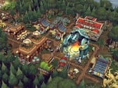 一张展示《Against the Storm》游戏中建筑的图片，该游戏目前在Steam上正在进行70%的折扣促销。