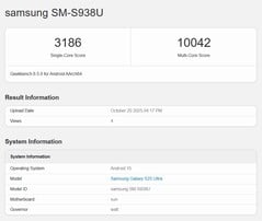 三星Galaxy S25 Ultra 的 Geekbench 跑分（来源：Geekbench）