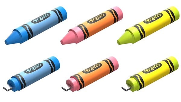 闪迪 Crayola USB-C 闪存盘有三种颜色和三种容量。(图片来源:闪迪)