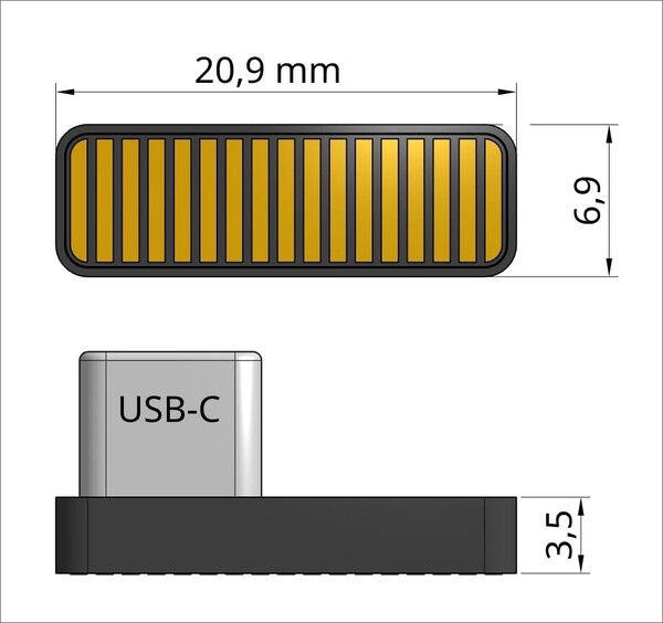 SoundSlide 可插入电脑的 USB-C 端口。(图片来源：SoundSlide）