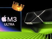 Apple M3 Ultra SoC 在 GFXBench 早期测试结果中大放异彩，与 Nvidia 和 AMD 的高端台式机 GPU 展开了激烈角逐。(图片来源：Apple, Nvidia，已编辑）