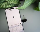 一部智能手机上打开了ChatGPT应用，正放在笔记本电脑上，旁边是植物的叶子