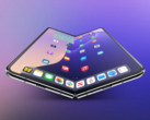 可折叠 iPhone 渲染图，据说将配备 7.76 英寸内显示屏和显示屏下摄像头。(图片来源：9to5Mac）