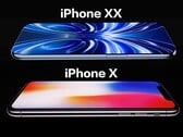 据称是 iPhone XX/20 的效果图（上），iPhone X（下）。