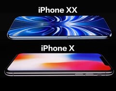 据称是 iPhone XX/20 的效果图(上),iPhone X(下)。