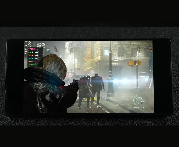 通过 PC 模拟在Android 上运行的《生化危机 Requiem》显示室外游戏性能约为 45 FPS。