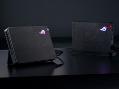 华硕为 ROG XG Mobile 2025 eGPU 配备了一个简易支架。(图片来源:华硕)