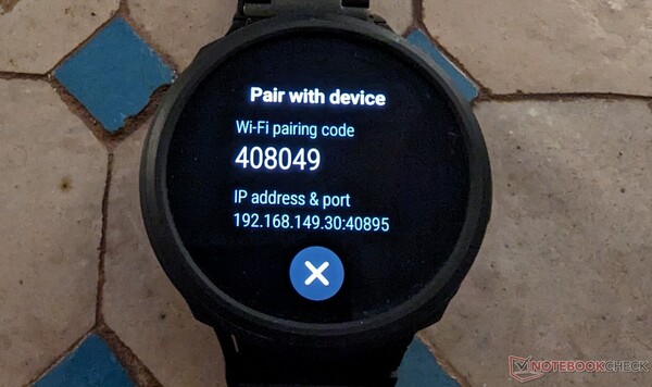 三星Galaxy Watch 4 上的无线 ADB 配对屏幕（来源：Notebookcheck）