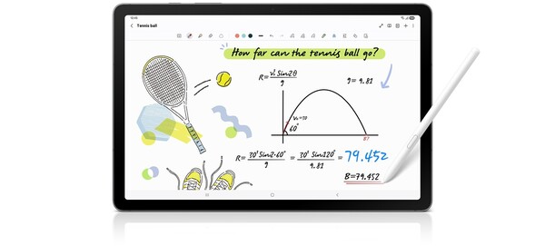 Galaxy Tab S10 Lite 的三星笔记应用内置了数学解题功能。(图片来源：三星）