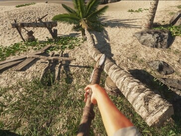 在 Stranded Deep 的早期阶段，砍木头是主要任务之一。