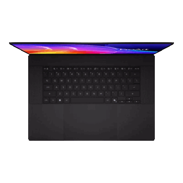 华硕 ProArt P16 黑色机型背面及键盘视图