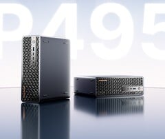 图中展示的是 minisforum MS-S1 迷你电脑,其体积仅为 3.5 升,搭载了 Gorgon Halo APU 中的顶级型号。