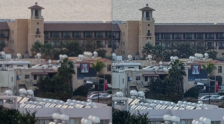 左:vivo X300 Pro 85 mm 200 MP 放大倍率。右图Vivo X300 Pro 85 毫米 1200 万像素放大镜。