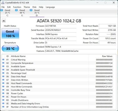 ADATA SE920 支持 PCIe 4.0 x4
