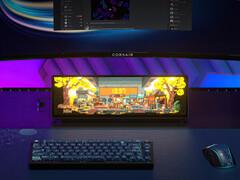 在主显示器下方使用的 Corsair Xeneon Edge。(图片来源：海盗船）