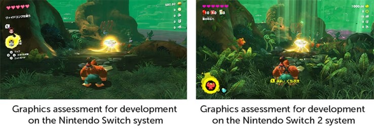 Switch 与 Switch 2 游戏《大金刚》对比（图片来源：任天堂美国公司）