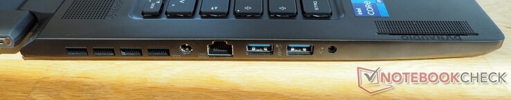 左侧。电源，RJ45-LAN，2个USB-A 3.2 Gen 2，3.5毫米音频插孔