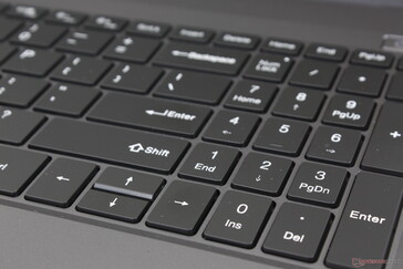 数字键盘和方向键比主要的QWERTY键更窄、更拥挤。