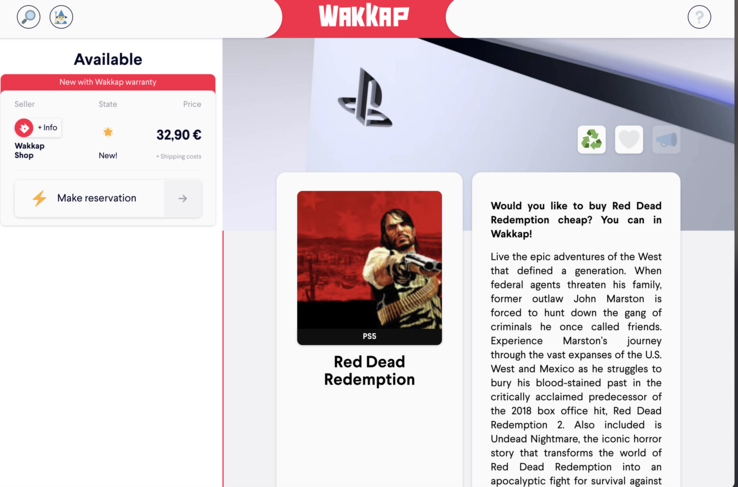 Wakkap 列表显示价格为 32.90 欧元。