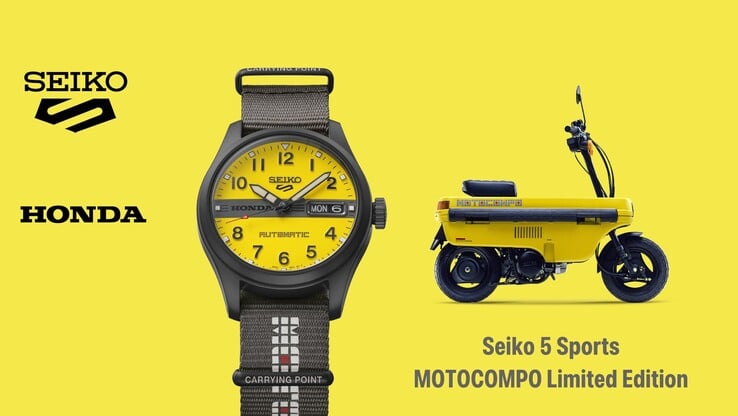 信息图展示了精工5 Sports Field x 本田Motocompo与Motocompo踏板车并列的画面。