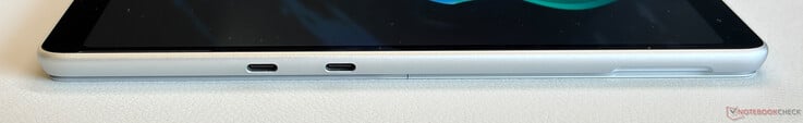 左侧：2个 USB-C 4.0 接口（40 Gbps，DisplayPort 1.4a，Power Delivery）