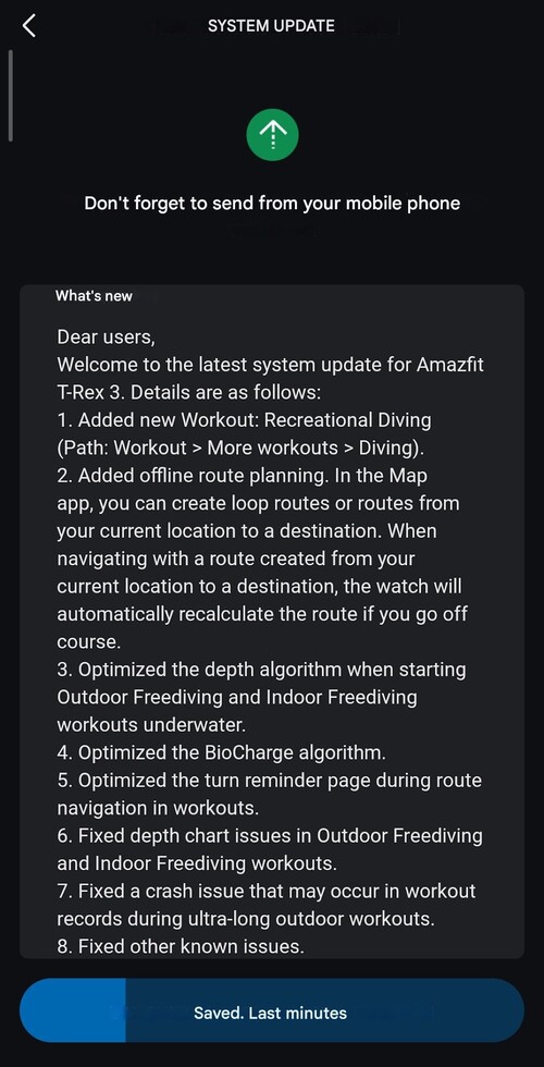 Amazfit T-Rex 3 智能手表 4.5.3.3 版软件发布说明