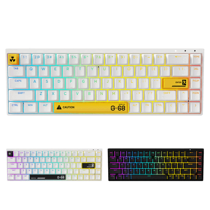 Syntech Chronos 68 快速触发磁性键盘有黑色、黄色和白色三种配色（图片来源：Syntech）