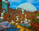 一张展示《The Planet Crafter》中基地的图片,该游戏目前在 Steam 上打五折。