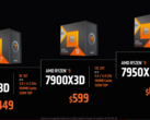 人们可以在2月28日购买AMD Ryzen 9 7950X3D和Ryzen 9 7900X3D（图片来自AMD）。
