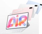 MatePad Air 2026 在欧盟地区的起售价为 799 欧元。图为展示不同颜色及键盘配件的宣传图。