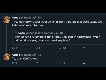 Jeff Grubb BlueSky 关于 Switch 游戏的帖子（图片来源：截图，Jeff Grubb BlueSky 账户）