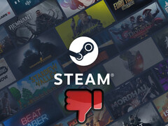 蒸汽背景，下方有大拇指向下的符号（图片来源：Valve，有编辑）