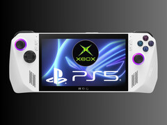 带有 PS5 徽标的 Xbox 掌上游戏机（图片来源：华硕、微软 Xbox Gaming、索尼 PlayStation）