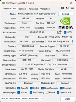 GPU-Z NvidiaGeForce RTX 5080