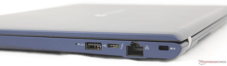 右侧USB-A 3.2 Gen.1、USB-C Thunderbolt 4 w/ DisplayPort + Power Delivery、RJ-45（1 Gbps）、肯辛顿锁
