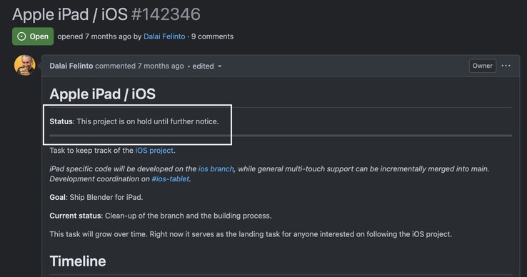 Blender 表示 iPad 项目现已搁置。