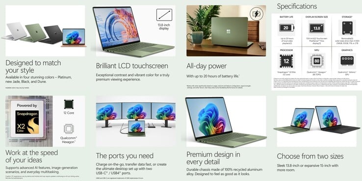 13.8 英寸 Surface Laptop 8。