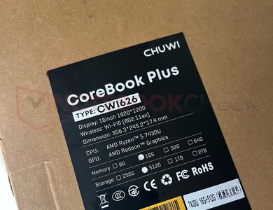 就连 Chuwi CoreBook Plus 的包装上也标注了 Ryzen 5 7430U ...
