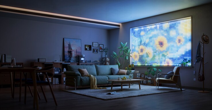 客厅中的 Govee Curtain Lights Pro（图片来源：Govee PR）