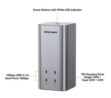 正面仅 USB-C 端口就有四个。(图片来源：Egiozr）