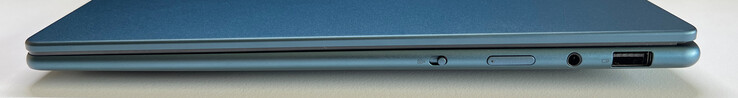 右：网络摄像头 eShutter、电源按钮、3.5 毫米音频、USB-A 3.2 Gen 1 (5 GBit/s)