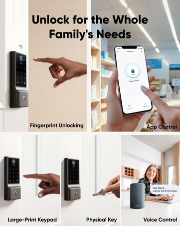 新款 eufy 智能锁可提供手掌识别功能，以及智能锁 E30（上图）上所见的其他开锁方式。(图片来源：eufy）